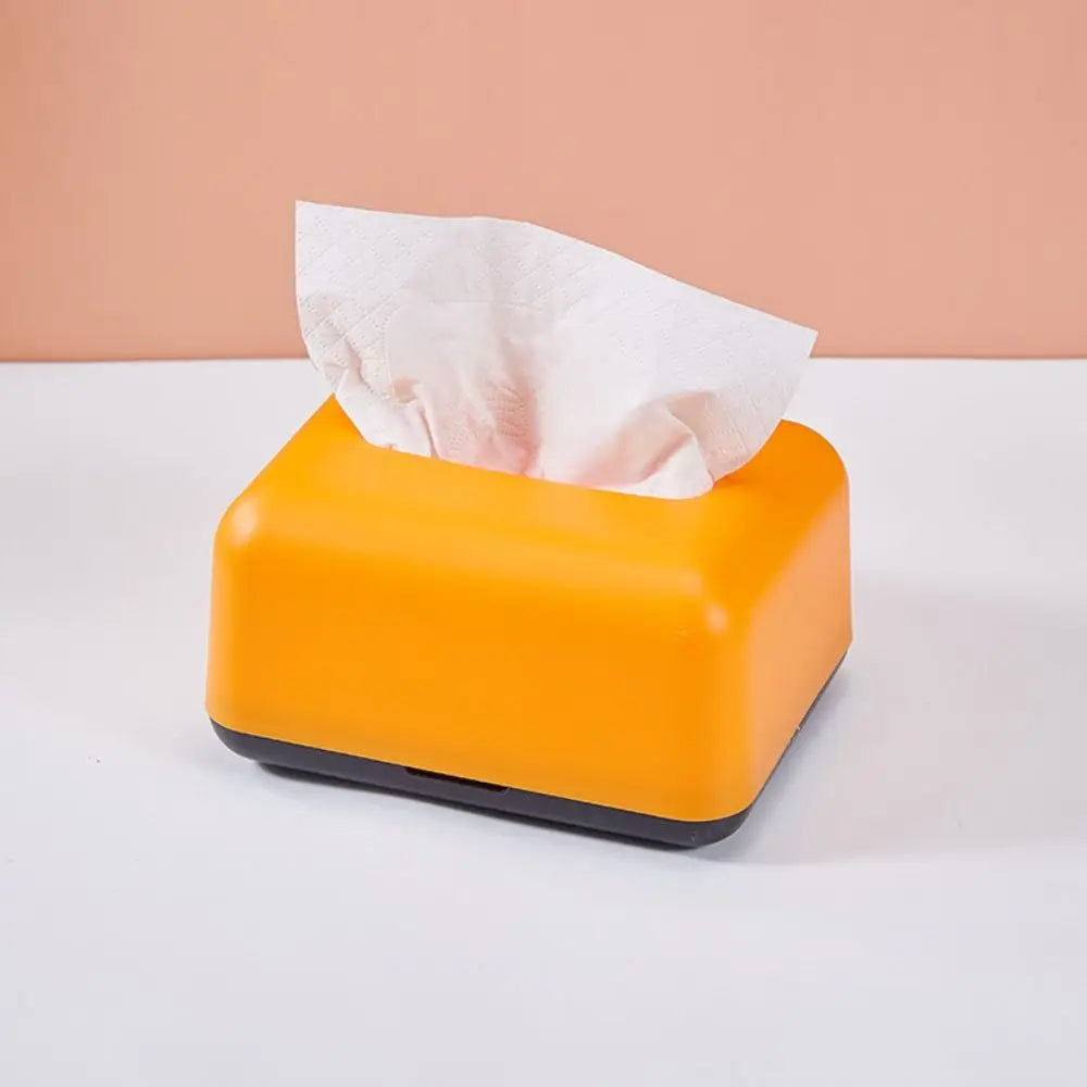 Simplicity Solid Color Napkin Holder Plastic Large Storage Tissue Case Fashion Car Tissue Box High Quality Paper Towel Box Oasis Select Orange