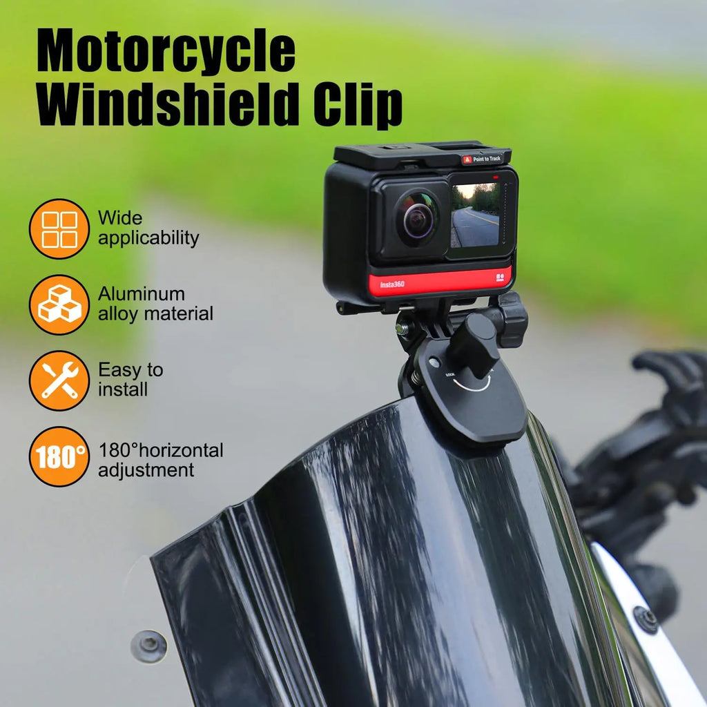 Motorcycle Windshield Mount Clamp for GoPro, DJI & Insta360