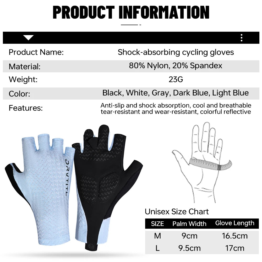 Men's Cycling Gloves Breathable Half Finger Bicycle Sports Gloves Anti-Slip Fitness Gloves Professional Summer Road Gloves Oasis Select