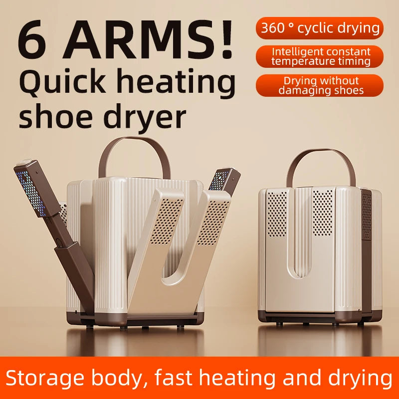 Electric Shoes Dryer 6 Arms Portable Foldable Telescopic Smart Heater Deodorizer Dehumidifier Shoe Drying Machine Foot Warmer Oasis Select