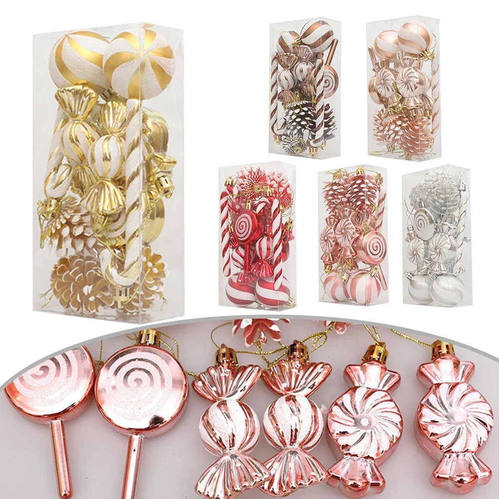 Christmas Party Festive Gatherings Christmas Decorations Set Of Christmas Candy Ornaments 13 Pieces Set Easy To Hang Ribbons Oasis Select