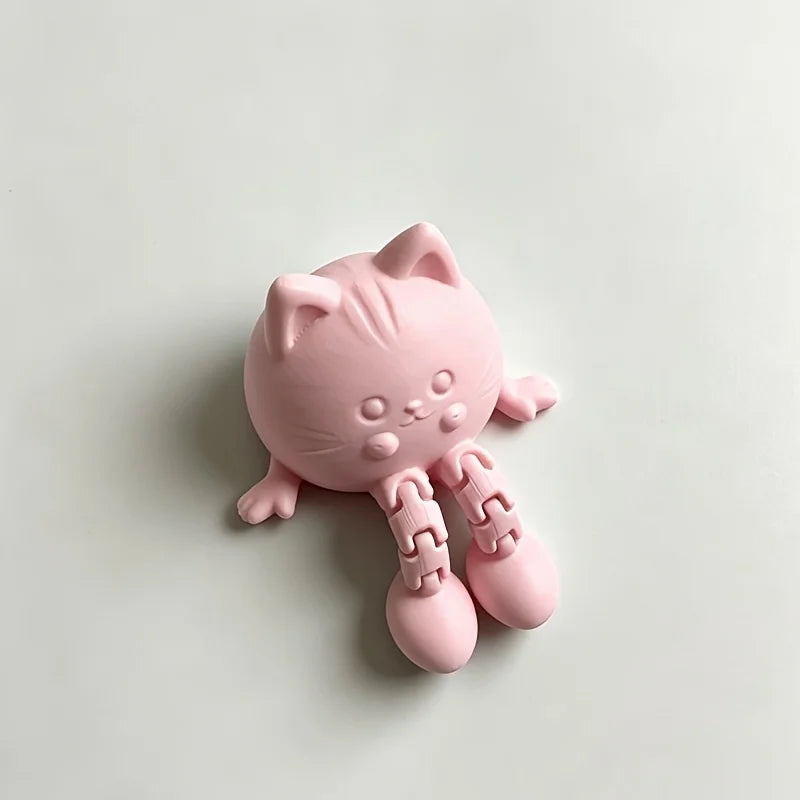 Cute Articulated Joint Cat Figurine Monitor Topper 3D Printing Kitten Desktop Ornament Mini Animal Statue Home Office Desk Decor Oasis Select