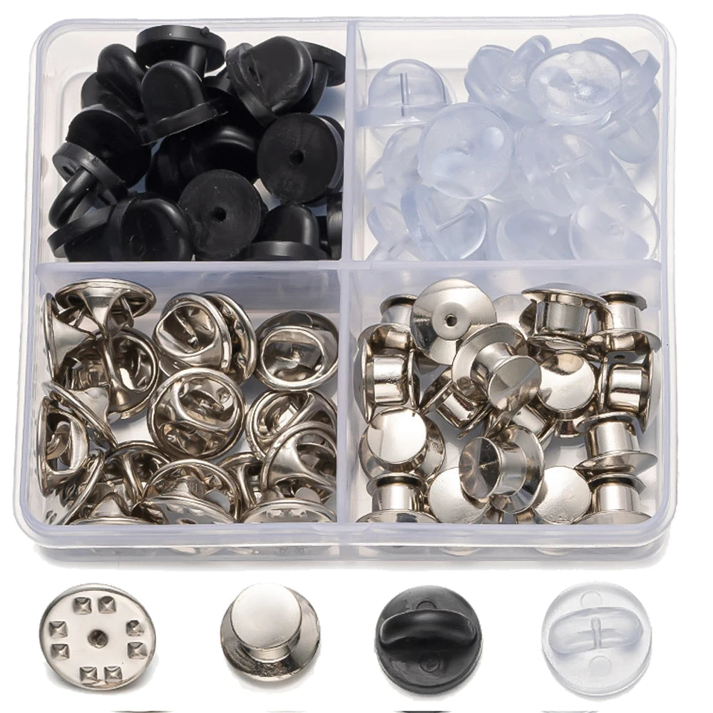 45pcs Pin Backs Locking Pin Keepers Locking Clasp Replacement for DIY Brooch Lapel Enamel Hat Badge Holder Jewelry Making Oasis Select