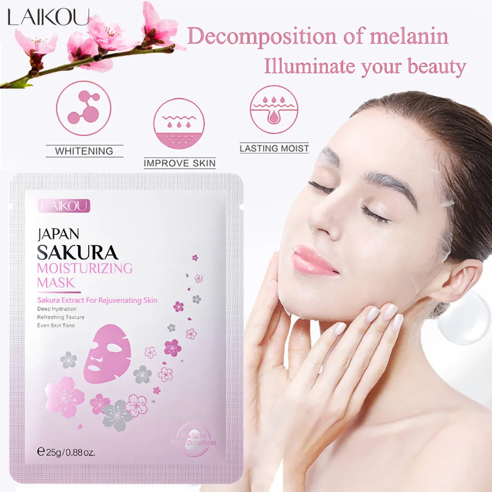 Laikou Sakura Facial Mask, Hydrating & Brightening Sheet Mask for Moisturized and Radiant Face Masks Skin Care Cosmetics 25g Oasis Select