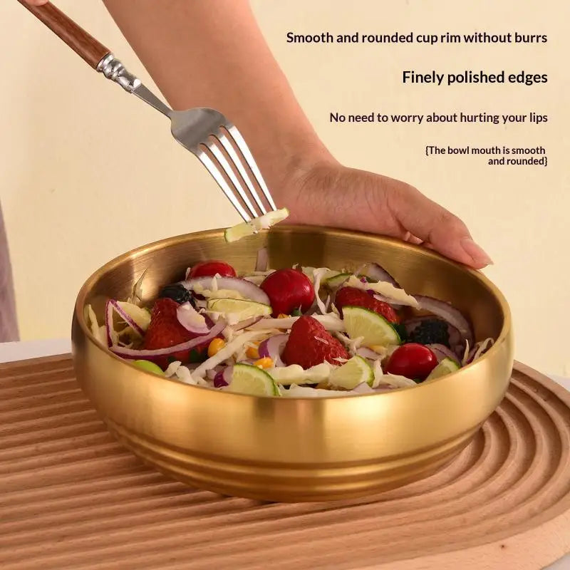 Korean 304 Double-layer Stainless Steel Rice Bowl With Lid Soup Rice Bowl Cuisine Home Creative Child Small Bowl Cuisine Oasis Select