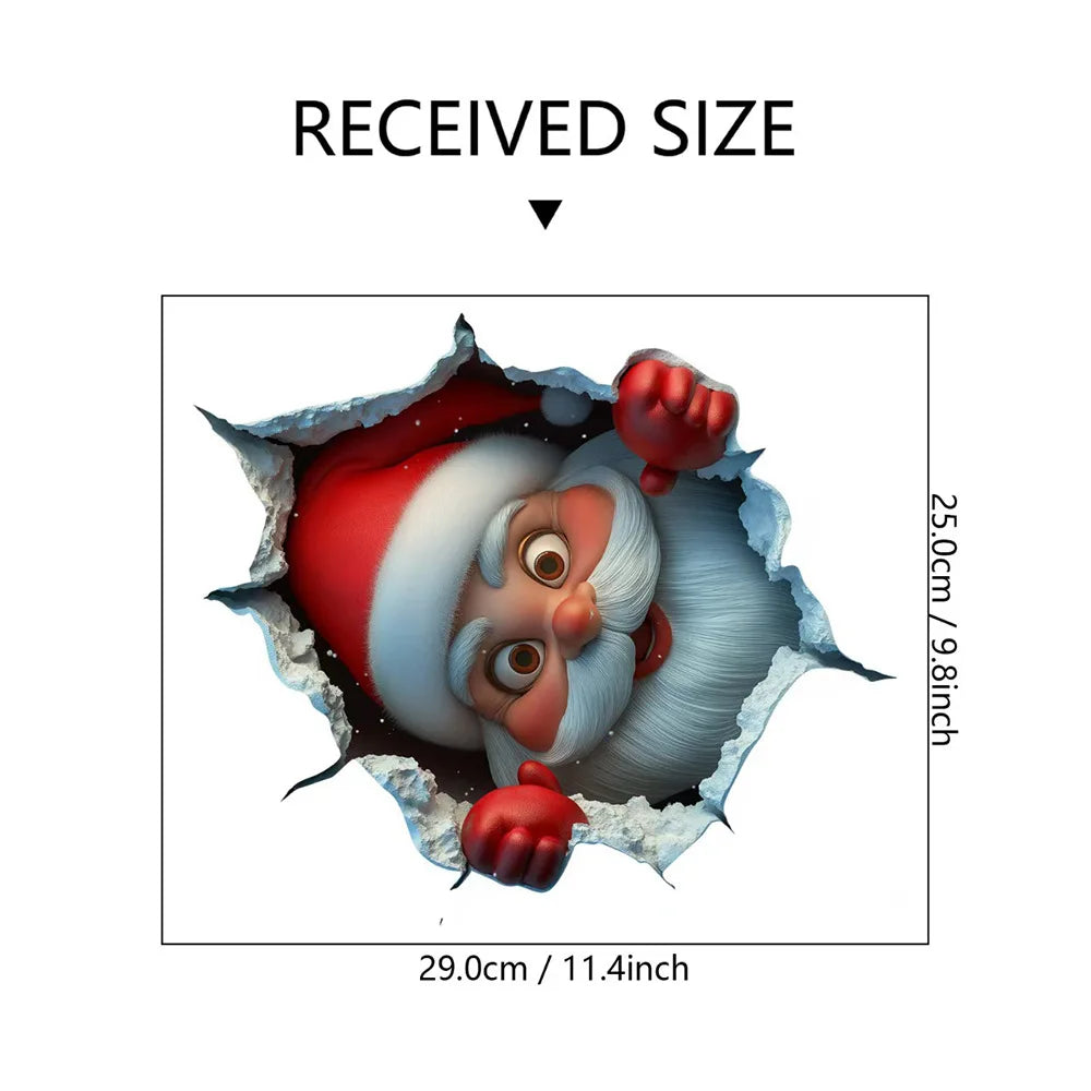 The Cute Santa Claus Breaks Through The Wall for Christmas Wall Stickers and Toilet Stickers Are Self-adhesive and Removable Oasis Select Two