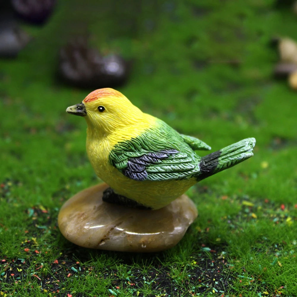 Crafts Dollhouse Little Birds Animal Model Succulent Plant Home Decor Fairy Garden Decor Micro Landscape Miniature Figurines Oasis Select M-Green Bird