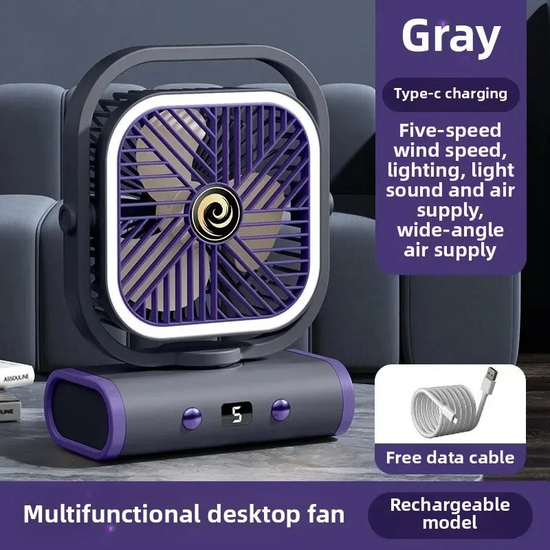 URGGU USB Rechargeable Camping Fan with LED Tent Light