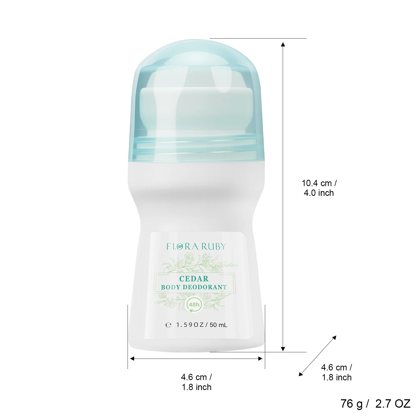 1 PC Flora Ruby Light Green Series Deodorant Roll On w omen's and men all-purpose Deodorant Roll Aluminum Free easy to carry a Oasis Select