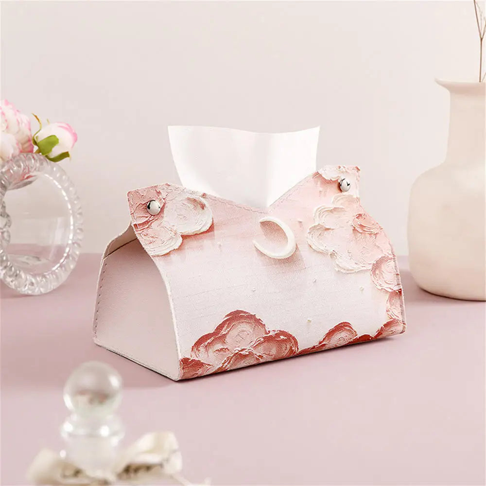 PU Leather Napkin Holder Tissue Bag Foldable Paper Organizers Box Oasis Select Pink