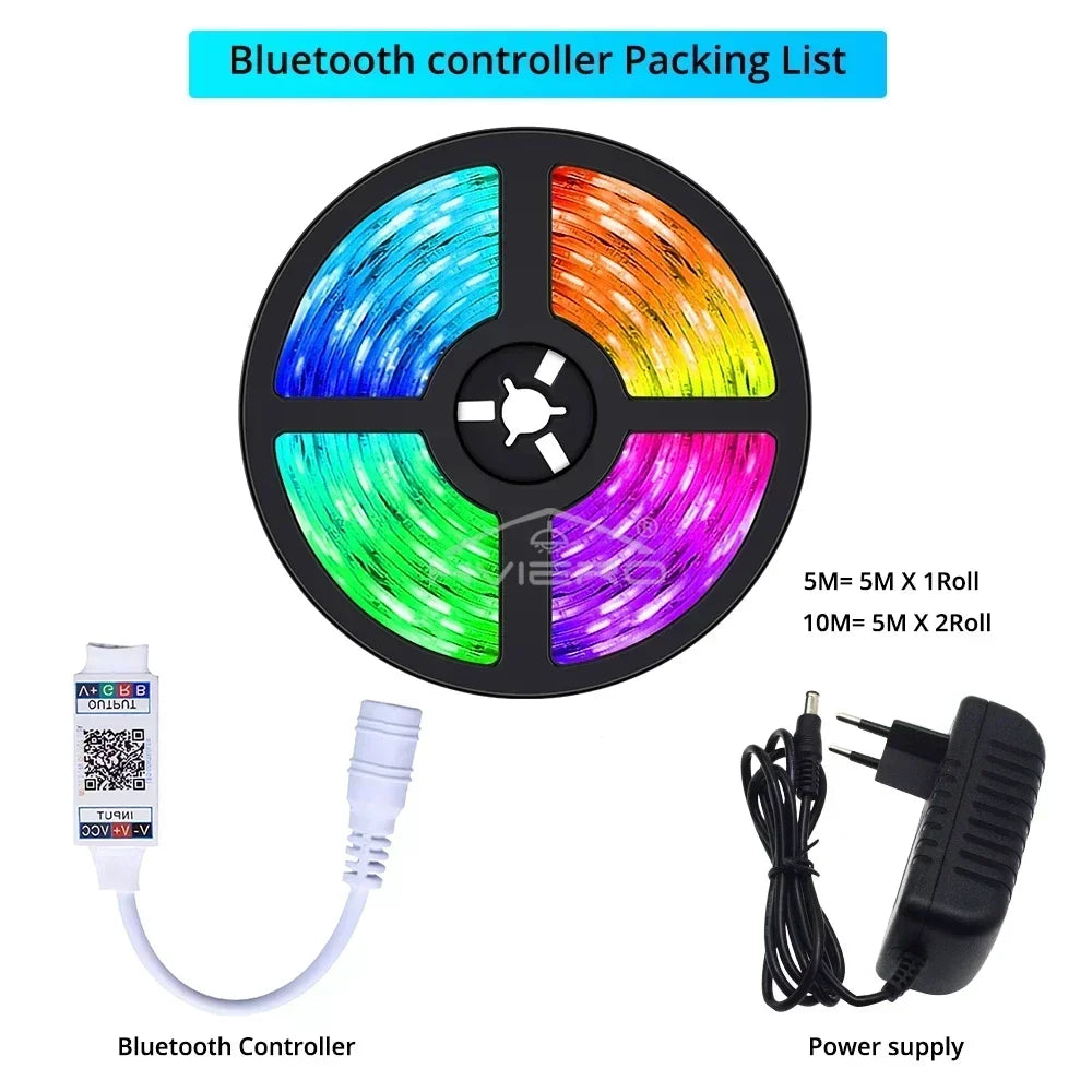 Bluetooth RGB LED Strip Lights SMD 5050 5M/10M – 24-Key Control