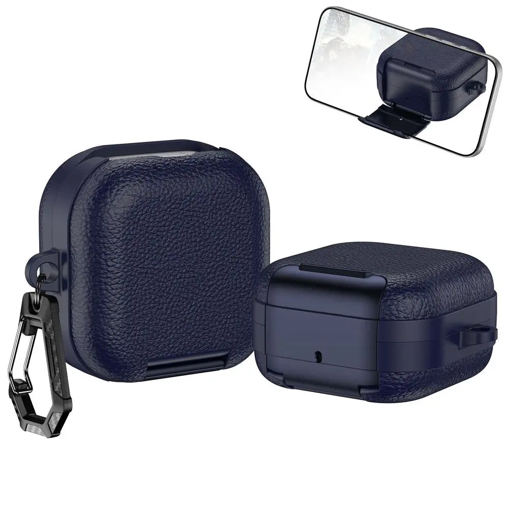Shock Absorbing Protective Cover with Secure Lock and Adjustable Phone Stand Compatible with For Samsung Buds 4 and 4 Pro Oasis Select Navy