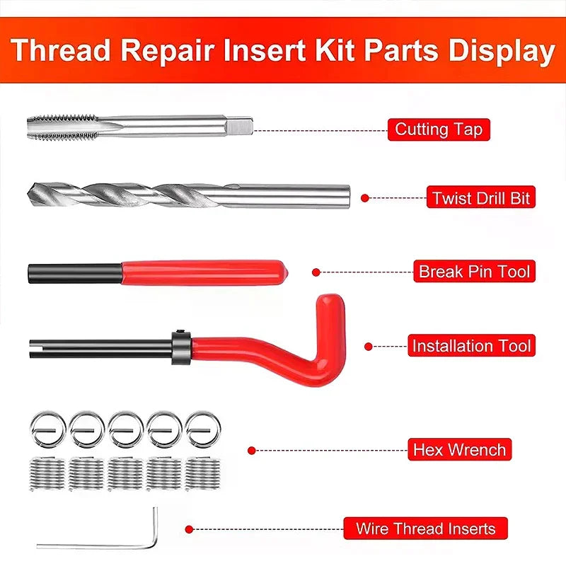 30Pcs Metric Thread Repair Insert Kit M5 M6 M8 Car Pro Coil Tool M8*0.8Thread Repair Insert Kit Oasis Select