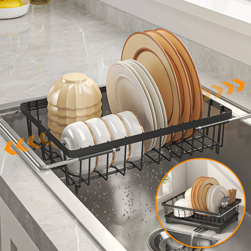 Sink Drain Basket Retractable Sink Dish Drain Rack Dish Storage Rack Kitchen Fruit and Vegetable Shelf Oasis Select
