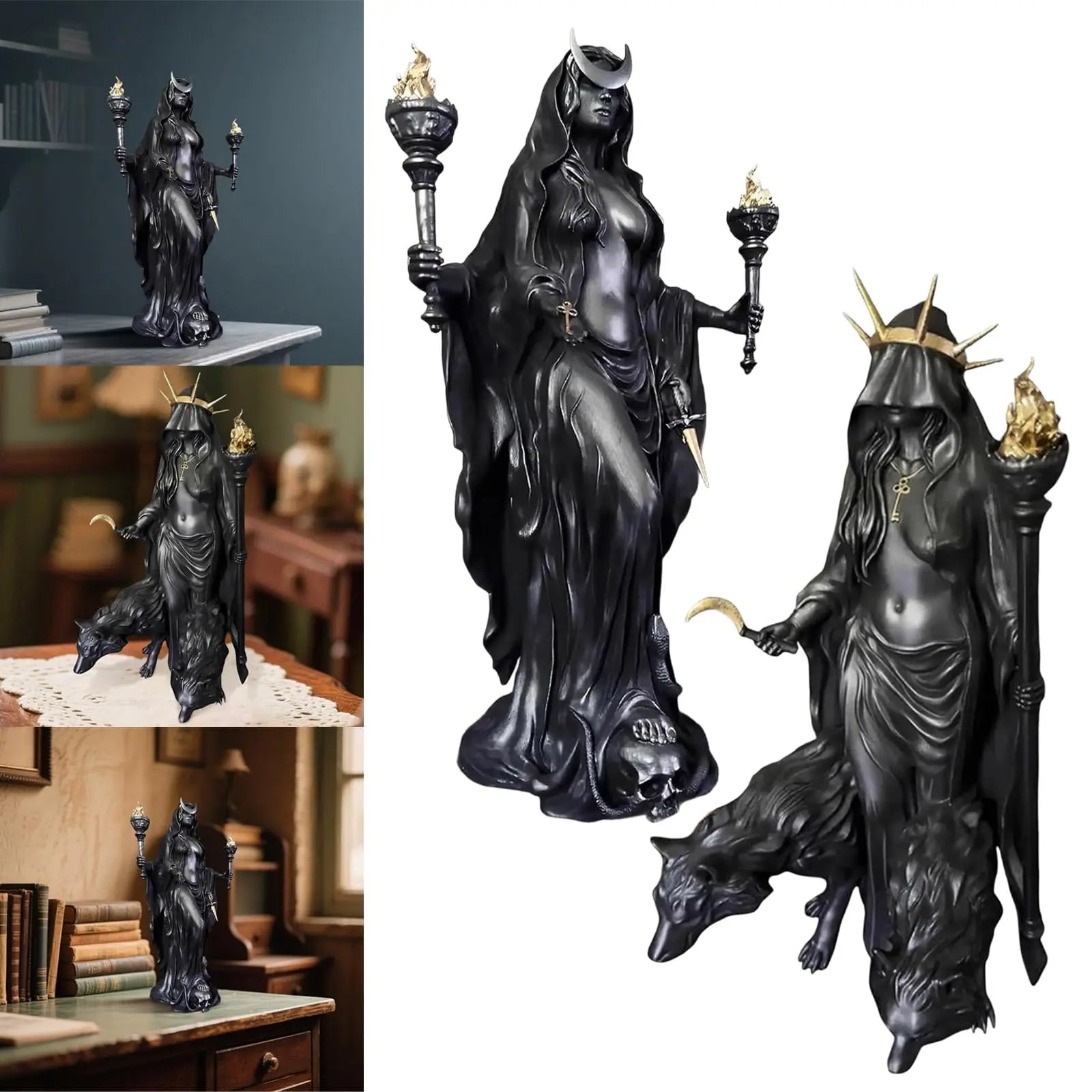 Hekate Niktipolos Goddess Figurine | Pagan Altar Sculpture Goddess Altar Figurine Oasis Select