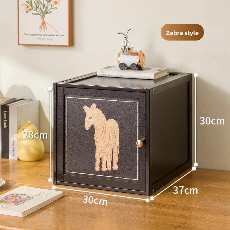 Bedside table Household bedroom Ultra-narrow storage cabinet Creative bedside table Medium antique small bedside table Oasis Select Black Zebra