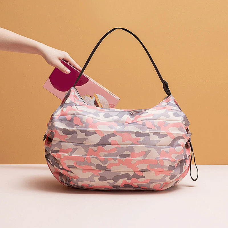 Convenient foldable storage bag with handle portable travel camouflage handbags large capacity shopping bag Oasis Select