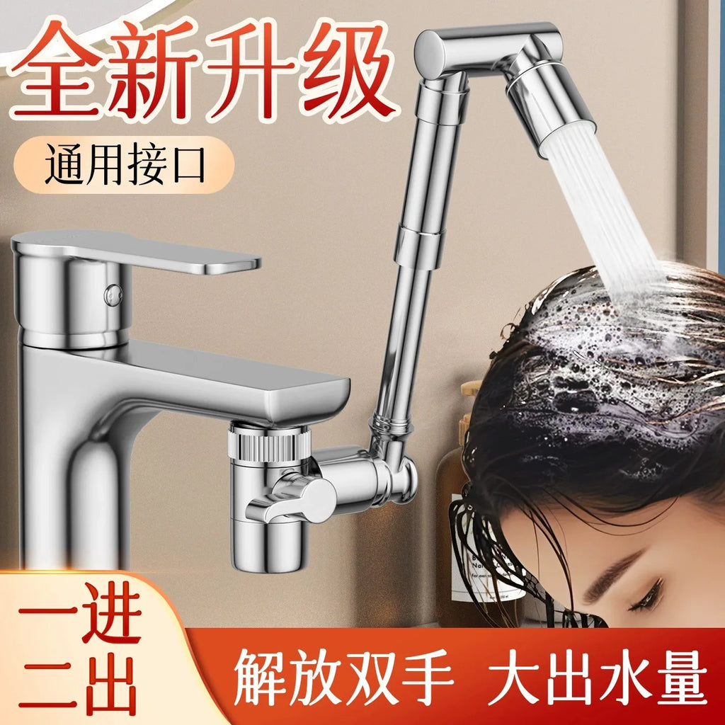New Retractable Universal 1440°Swivel Robotic Arm Swivel Extension Faucet Aerator Kitchen Sink Faucet Extender 2 Water Flow Mode Oasis Select