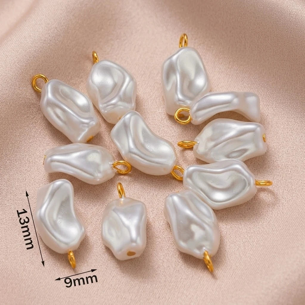 10Pcs Stainless Steel Pearl Pendant Charms Dangles Irregular Pear Pendant with Hoop for DIY Necklaces Earrings Jewelry Making Oasis Select 8