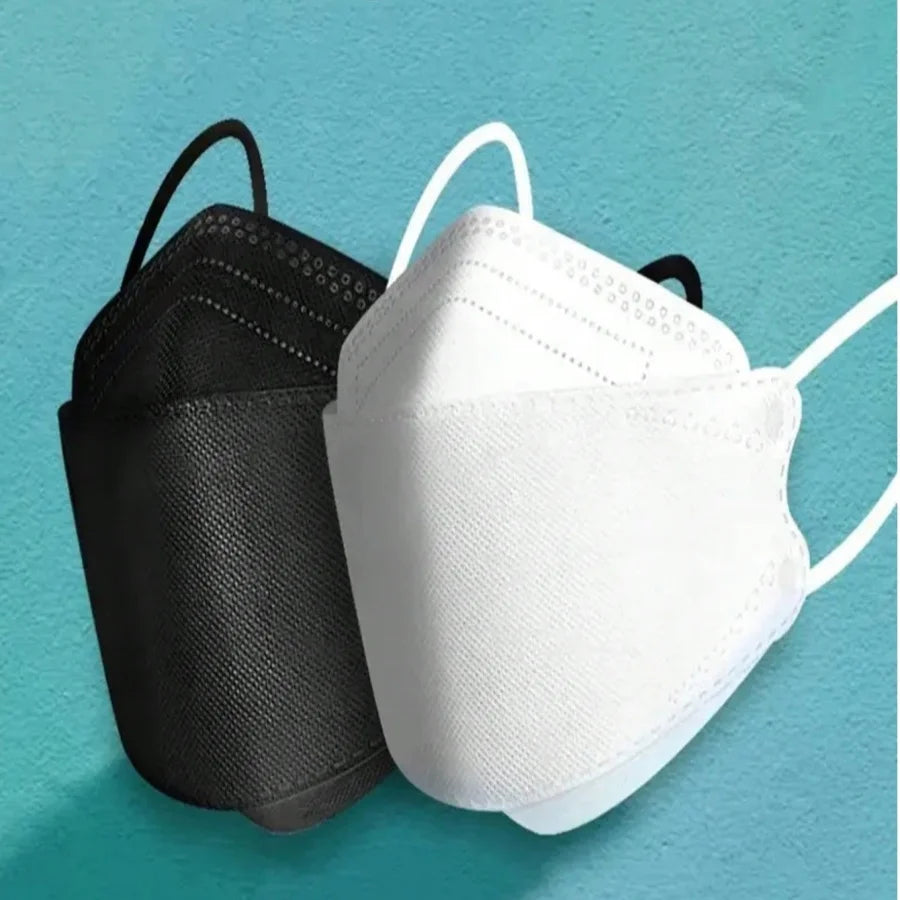 Adult KF94 Face Masks 4 Layers, Premium Melt-Blown Material, Breathable White Black Disposable Masks for Daily Use Oasis Select