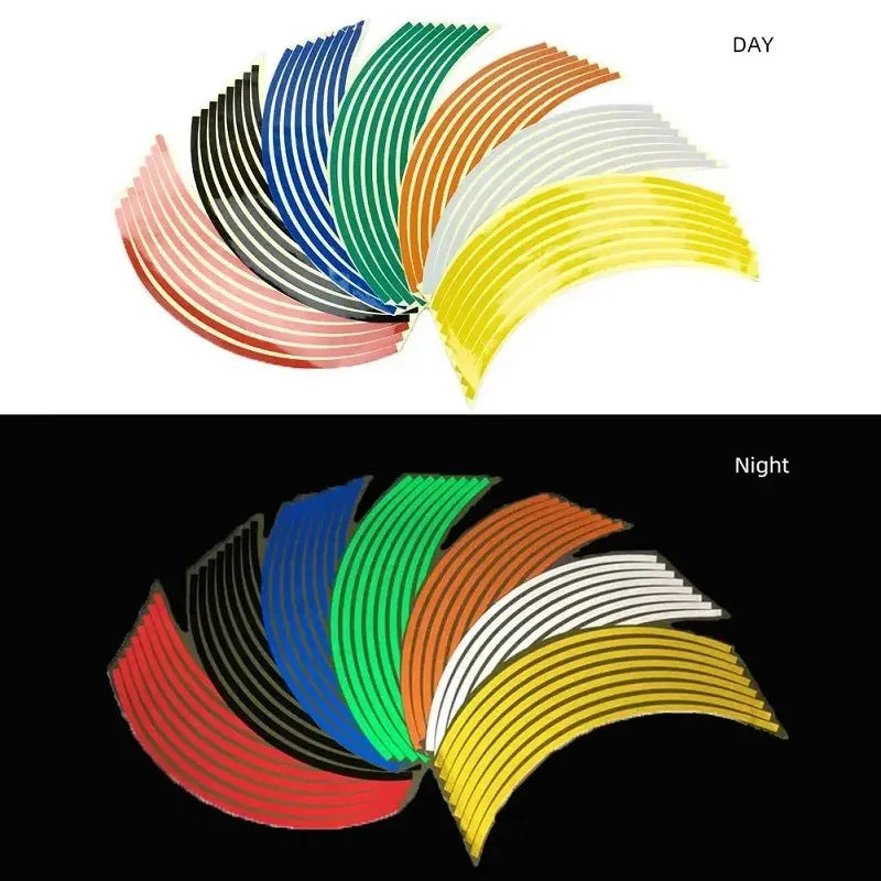 1/2/3set Motorcycle Wheel Sticker 18 Reflective Rim Stripe Tape Car Bicycle Wheel Decoration Universal Sticker For Motorcycle Oasis Select