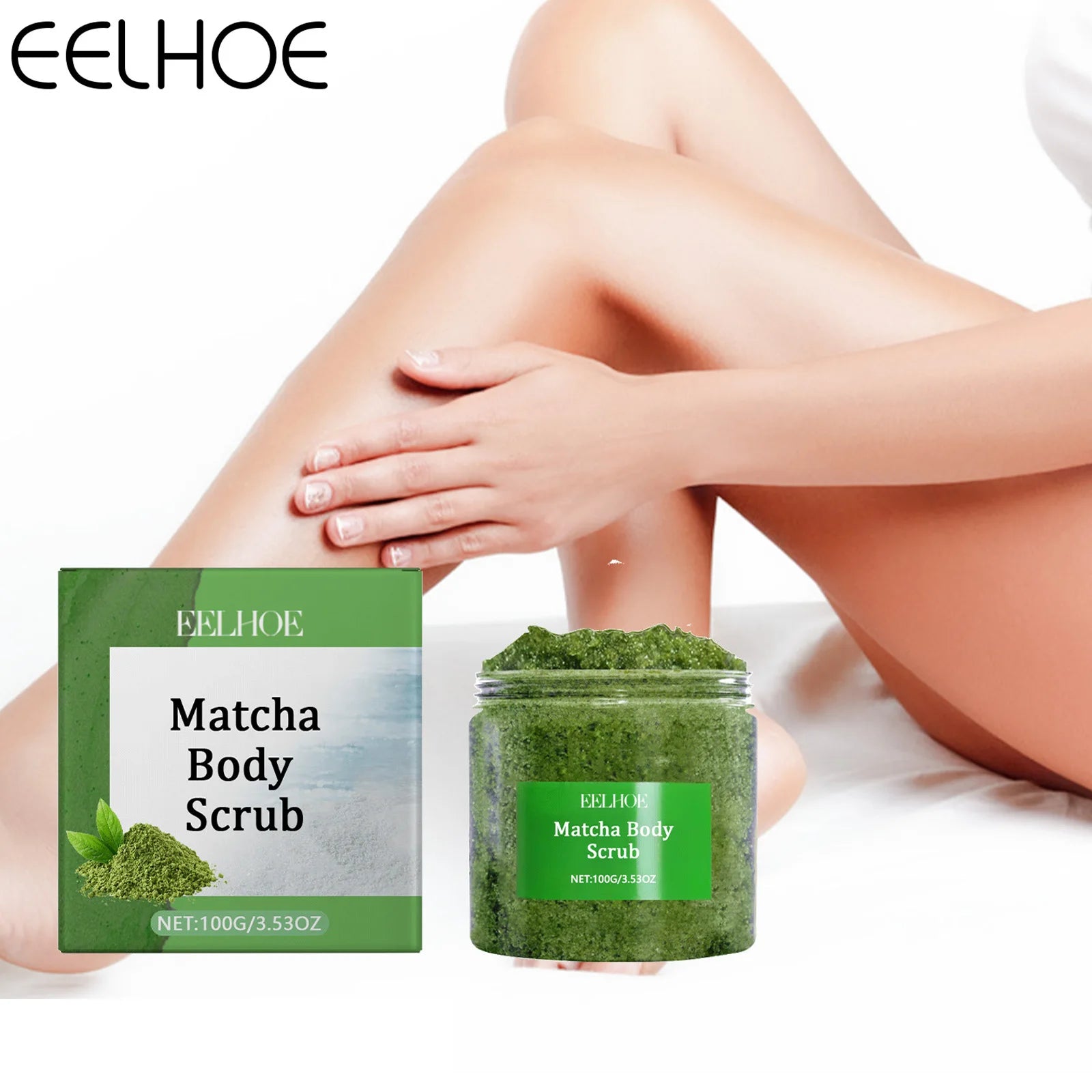Eelhoe Matcha Sea Salt Body Scrub – Exfoliate & Hydrate Body Exfoliating Scrub Oasis Select