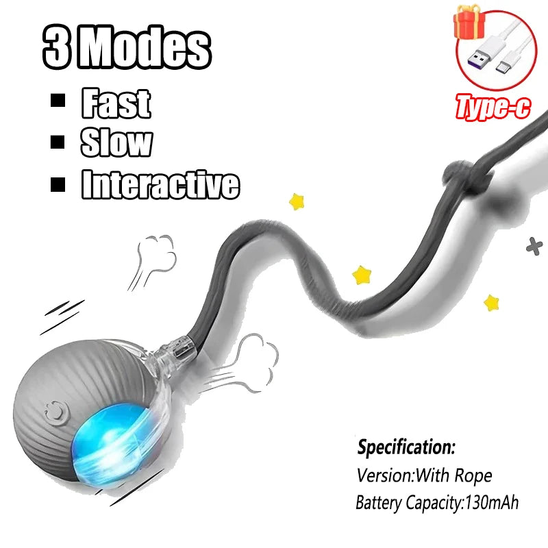Interactive Toys for Cats Rechargeable Cat Exercise Wheel Interactive Cat Motion Toy Cat Pet Interaction Automatic Rolling Ball Oasis Select Grey Tail Ball New Version