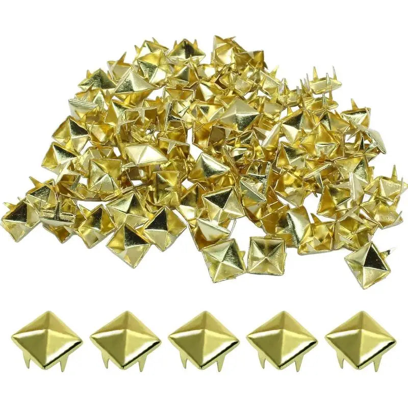 100Pcs Square Pyramid Metal Studs, 4 Claw Punk Spikes, DIY Decor Accessories for Leather Crafts Bags Clothes Shoes Oasis Select A4