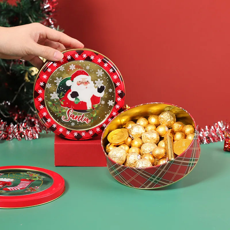 Christmas Metal Tin Candy Cookie Gift Box | Festive Packaging