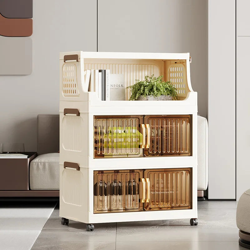 40-50-60 transparent household living room multi-layer mobile snack locker storage folding rack locker Oasis Select
