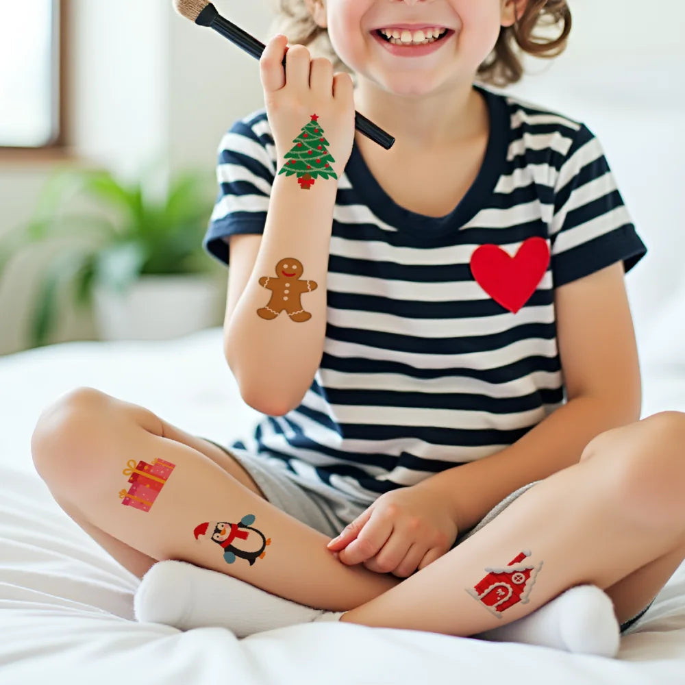 63-Piece Christmas Temporary Tattoo Stickers – Waterproof & Fun