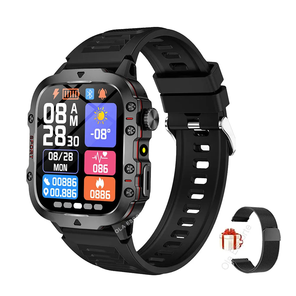 Military Smartwatch Men – 2.01" HD GPS BT Calling Fitness Tracker