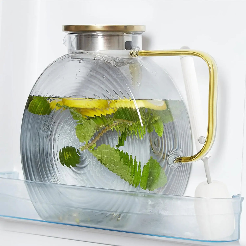Snail Glass Pitcher 2.5L 84oz Large Iced Tea Pitcher with Handle Lids for Fridge Door Water Jug Sun Tea Bottles Cold Water Cups Oasis Select Gray