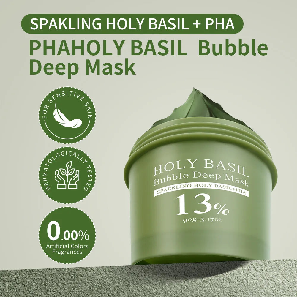 Holy Basil Carbonated Bubble Mask – Blackhead & Pore Cleanser Bubble Face Mask Oasis Select