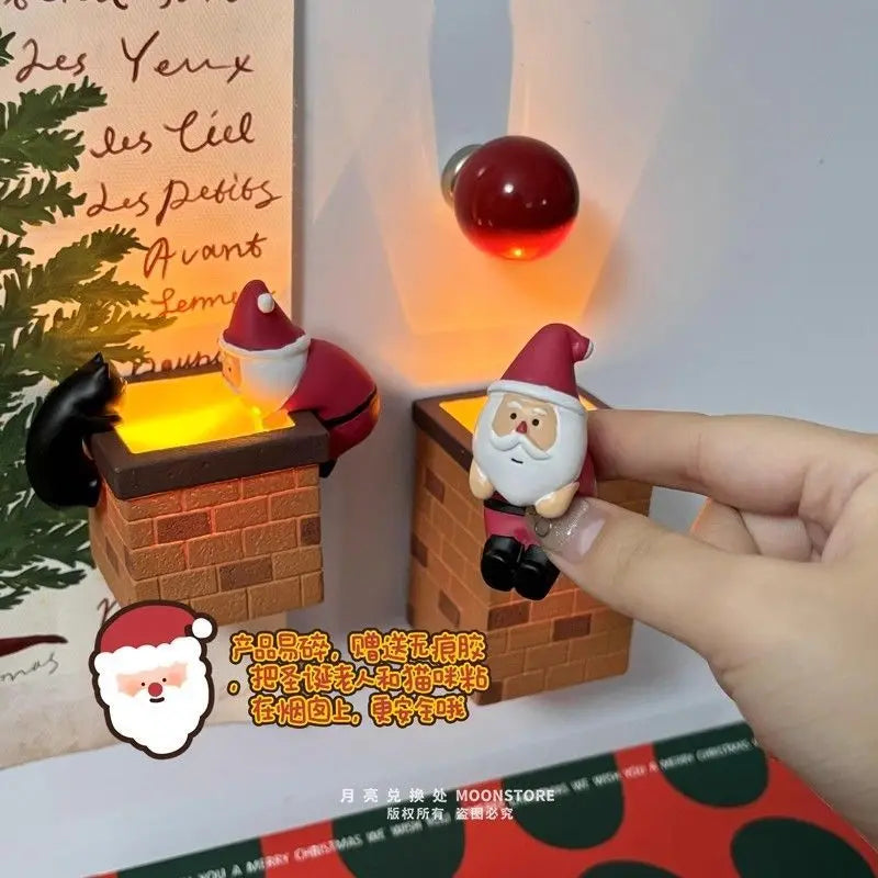 A Glowing Chimney Magnetic Fridge Magnets Creative Christmas Gifts Santa Claus Night Light Decorations Oasis Select