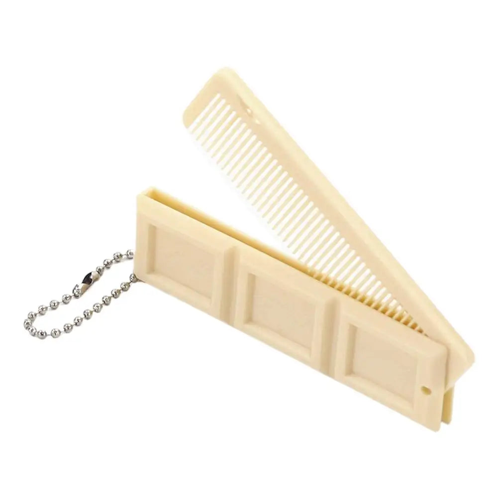 2 in 1 Foldable Hair & Makeup Comb, Chocolate-Shape Folding Comb with Mirror Portable Massage Comb Brush for Travel Hair Styling Oasis Select A