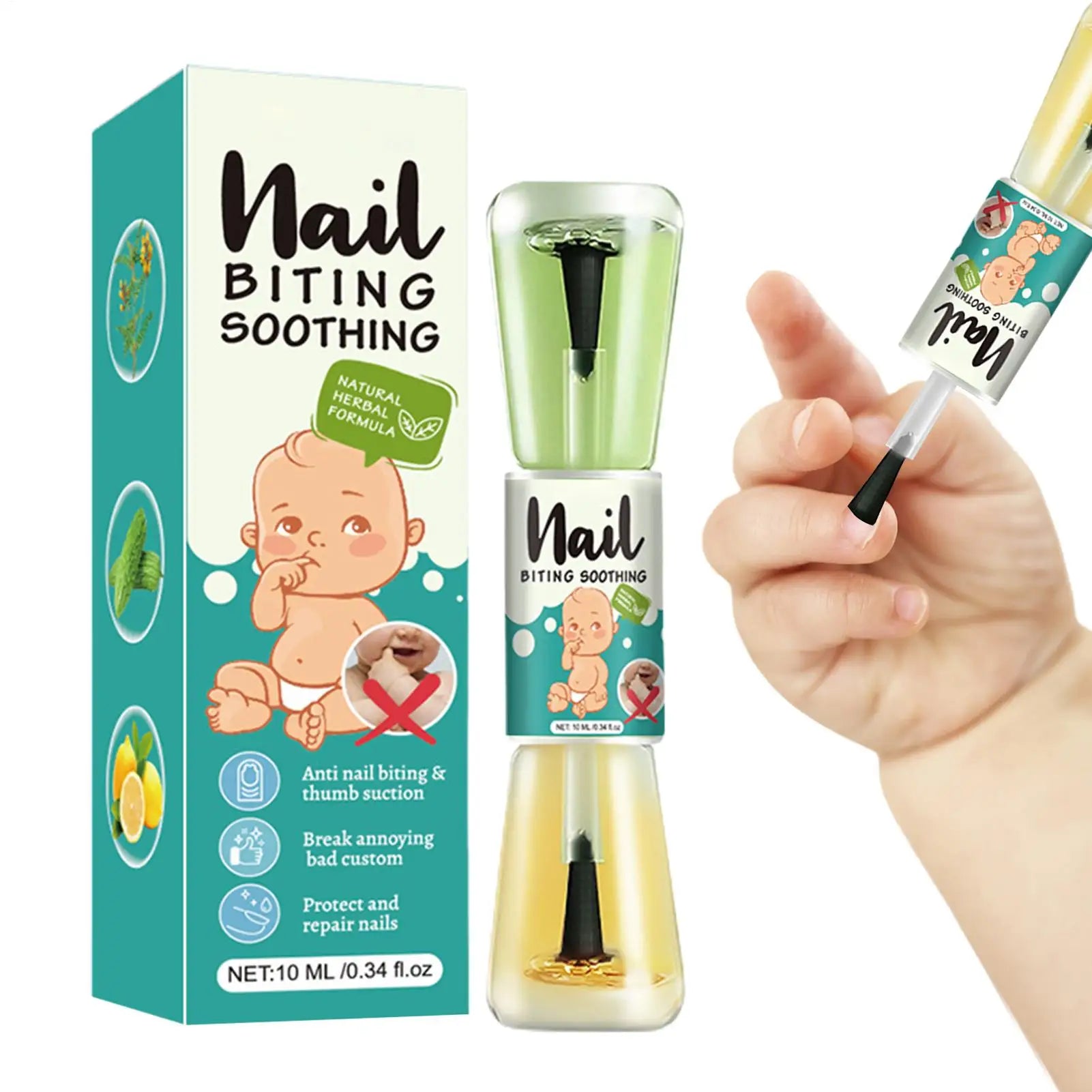 10ml Stop Nail Biting No Nail Bite Natural Strengthener Guard Stopper Hydrating Bitter Liquid for Finger Health Habit Baby Hand Oasis Select