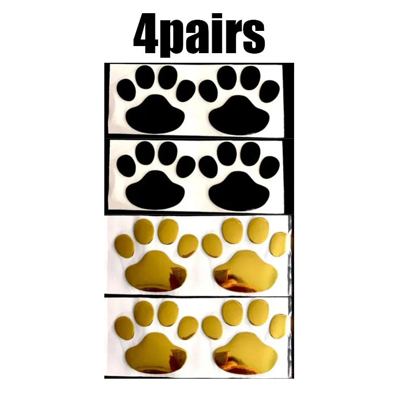 1 2 4pairs Car 3D Stereo Footprint Stickers Creative Dog Paw Body