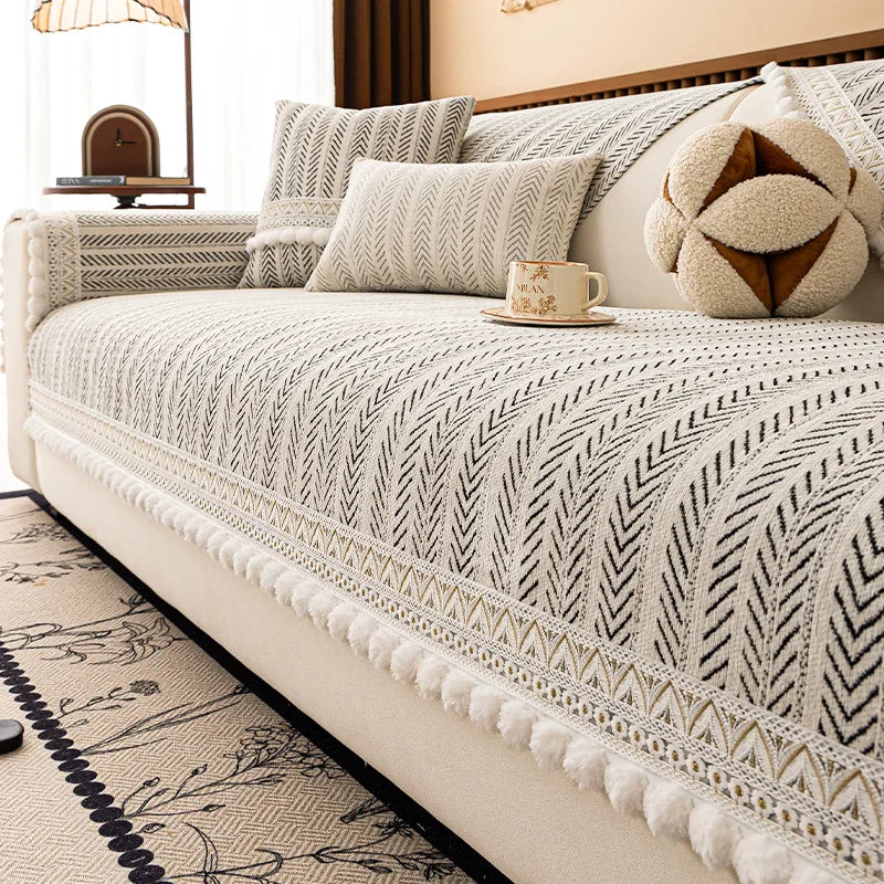 2025 New Four-season Universal Sofa Cushion Chenille Seat Cushion Fixed Anti-slip Sofa Cover Couch Covers for Sofas Oasis Select