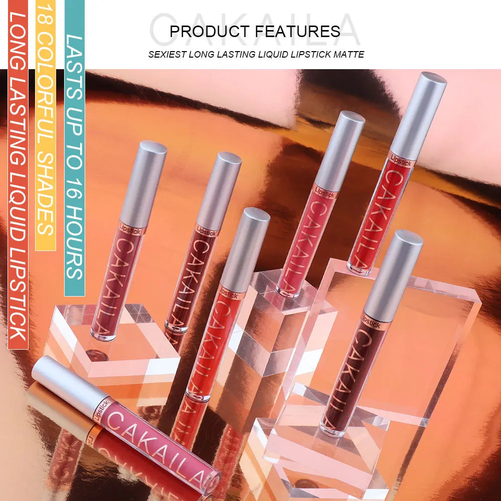 CAKAILA18 Matte Liquid Lipstick Women Lip Gloss Lipstick Makeup Gift Non-Stick CupNot FadeWaterproof Matte Lipstick set Oasis Select
