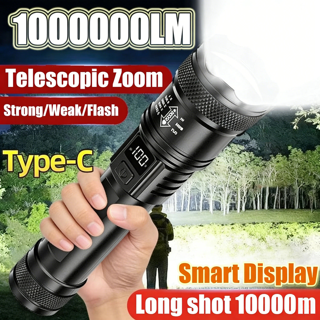 Tactical LED Flashlight 2000LM Zoom Torch | USB Rechargeable