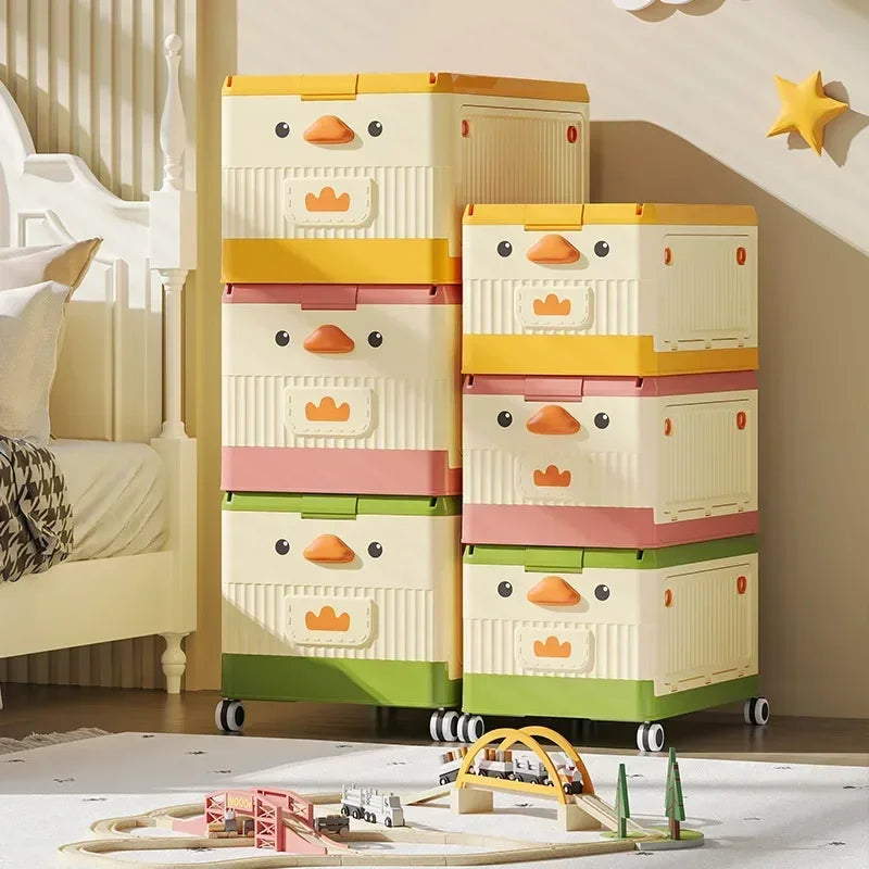 Multi-functional Children's toy storage box Household bedroom roller large capacity finishing box Oasis Select