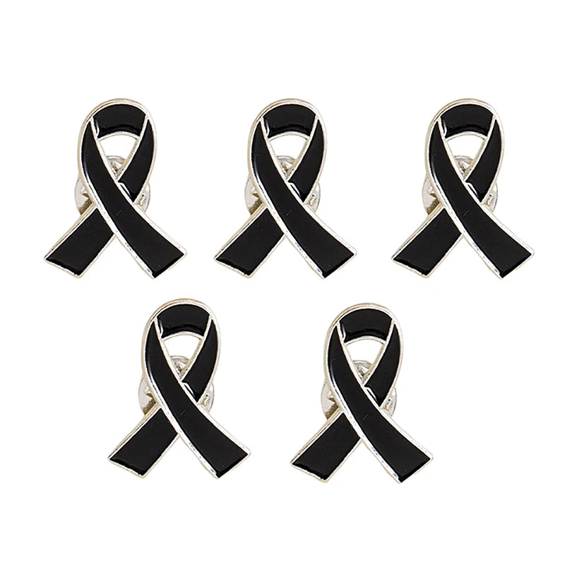 5/10Pcs Women Jewelry Enamel Black White Ribbon Brooches Pins Surviving Breast Cancer Awareness Hope Lapel Buttons Badges Oasis Select 5Pcs Black