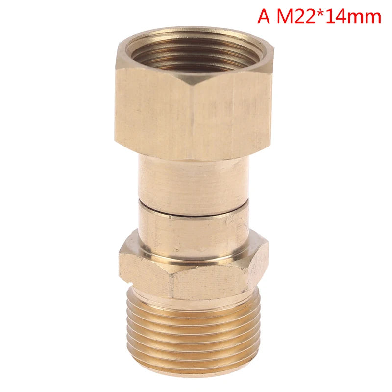 360 Degree Rotation Hose Sprayer Connector Brass High Pressure M22 14mm Thread Washer Swivel Joint Connector Hose Fitting Oasis Select A