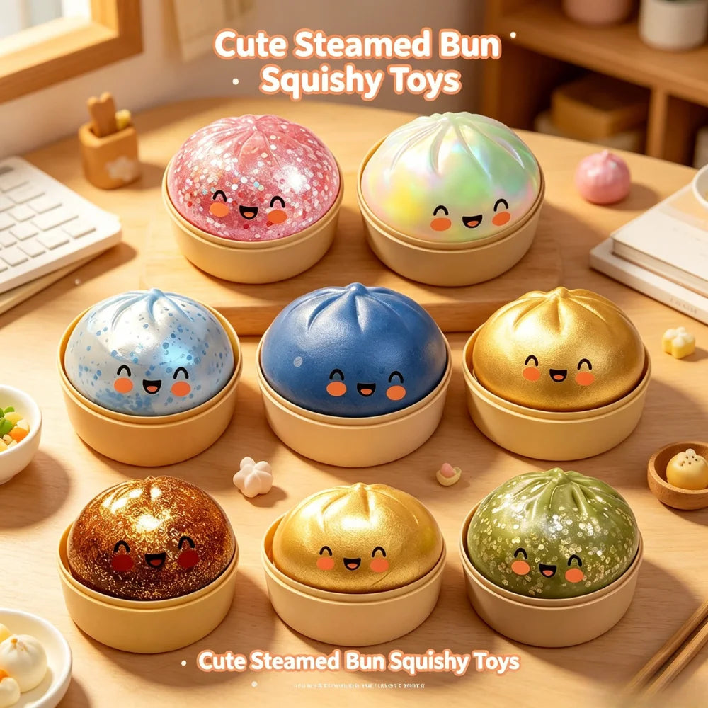 Creative Children Play Toy Simulated Steamed Bun Jelly Slow Rebound Feature Cute Look For Daily Stress Relief And Decoration Oasis Select