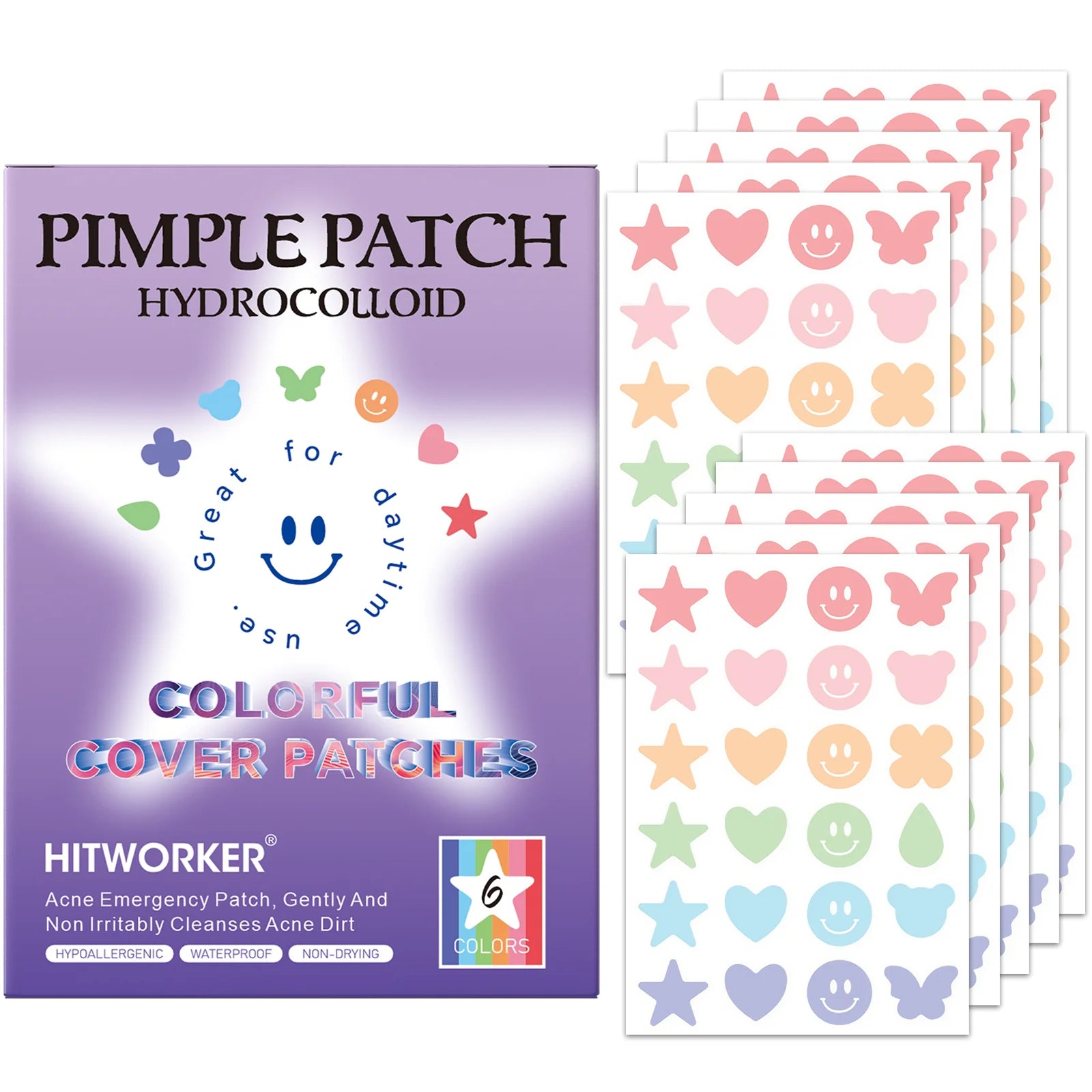 240 pieces/set of colorful cute design PE material patches - waterproof, alcohol free, non irritating transparent acne patches Oasis Select 240pcs
