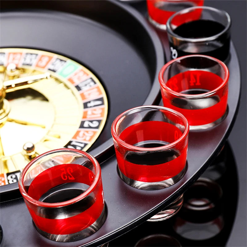 16 Glasses Transparent Glass Wine Cup Game Bar Drinking Game Whiskey Cocktail Bar Party Game Push Turntable Drinking Accessories Oasis Select