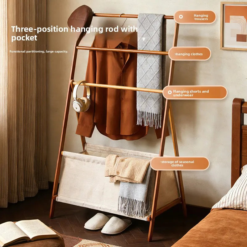 Hanger floor to ceiling bedroom household hanger non-solid wood secondary net coat rack simple medieval clothes rack storage Oasis Select