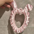 Cute Rabbit Ear Heart-shaped Photo Booth Silk Satin Idol Photo Frame PLA Material Style Card Holder Keychain Photo Display Frame Oasis Select Pink