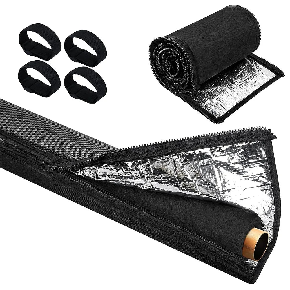 3 Layer Oxford Cloth HVAC Copper Pipe Insulation Cover Zipper Flexible Air Conditioning Pipe Protective Sleeve Oasis Select Black Zipper